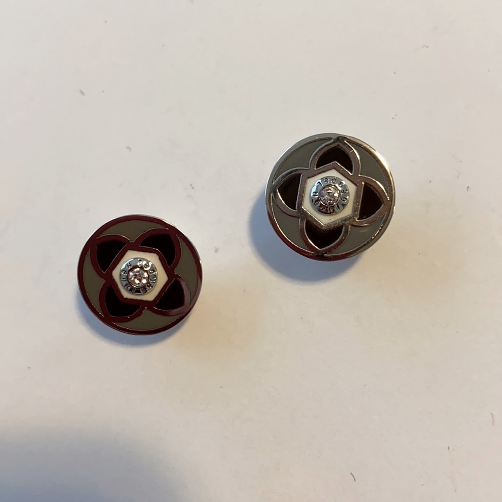 Henri Bendel Gray/ Rhinestone Floral Stud Earrings